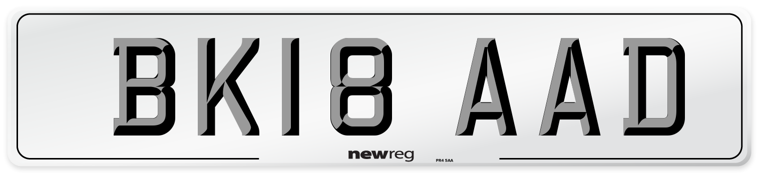 BK18 AAD Number Plate from New Reg